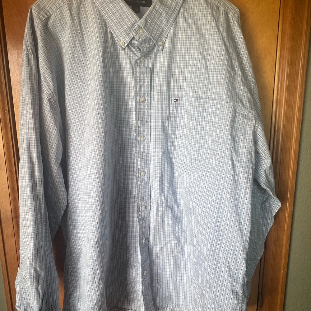 Tommy Hilfiger Light Blue Plaid Button Down Shirt